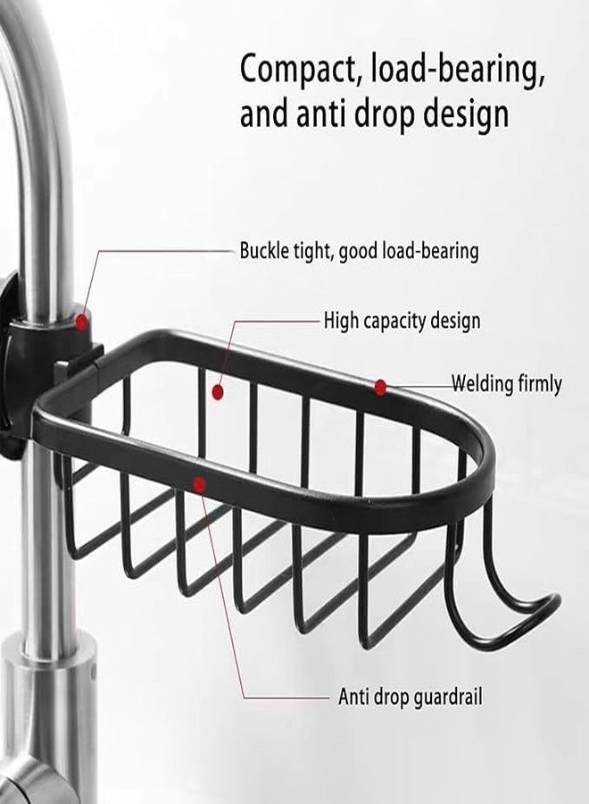 LEVGRY Faucet Storage Rack, Sponge Holder Over Faucet, Adjustable Hanging Sponge Holder for Kitchen Sink, Hanging Drain Basket Holder Organizer Bathroom Accessory, Soap Holder for Sink Tap (Black) - Image 5